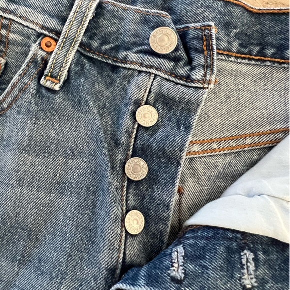 Denim Frayed Hem Mini Skirt - Picture 2 of 8